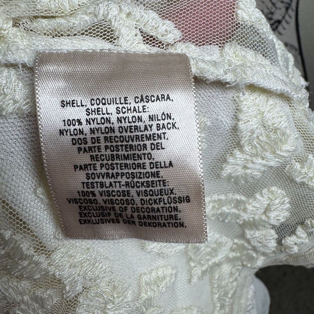 Anthropologie Maeve Lace Floral Embroidered Sheer Flowy Blouse Ivory Sz 14 Boho - Picture 10 of 12